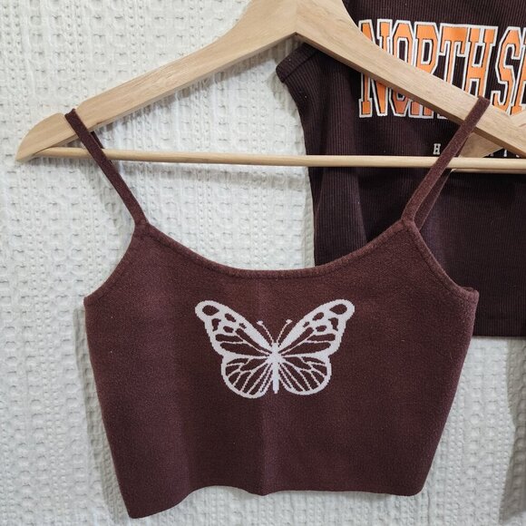 SHEIN and Live in the Moment Brown Crop Top Y2K Bundle of Tops Size Small - Picture 4 of 12